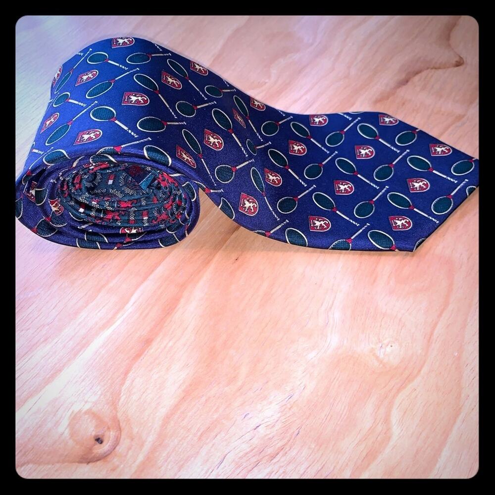 Vintage NWT Mens Hilfiger Tie- 100% silk Heritage Preppy Tennis Business Career